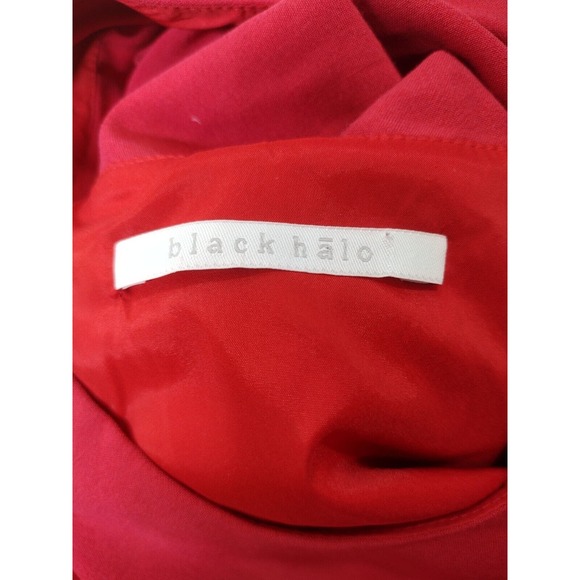 Black Halo Dress Womens Size 6 Red Ruffle Neckline Sheath Chic Mini Dress - Picture 3 of 4